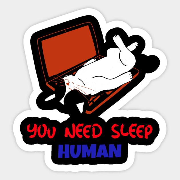 Cat Sleeping on laptop design Sticker by DesignwithYunuk